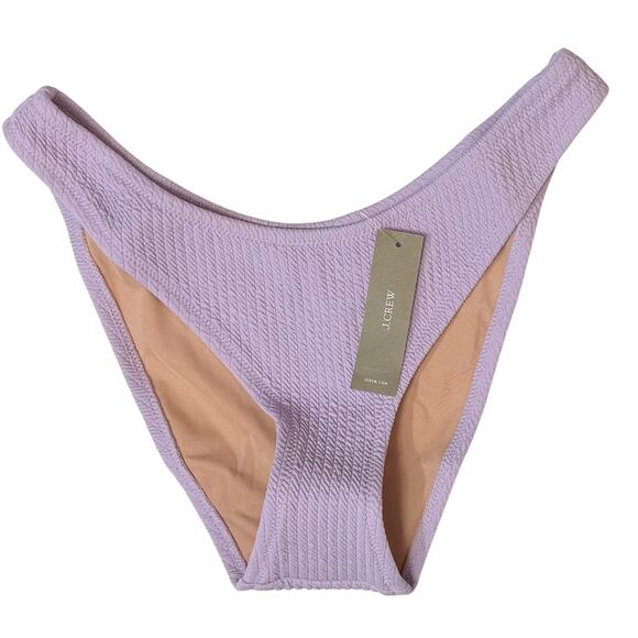 2/$15 NWT J. Crew Textured Curved-Waist Cheeky Bikini Bottom Purple Size S - Picture 3 of 10